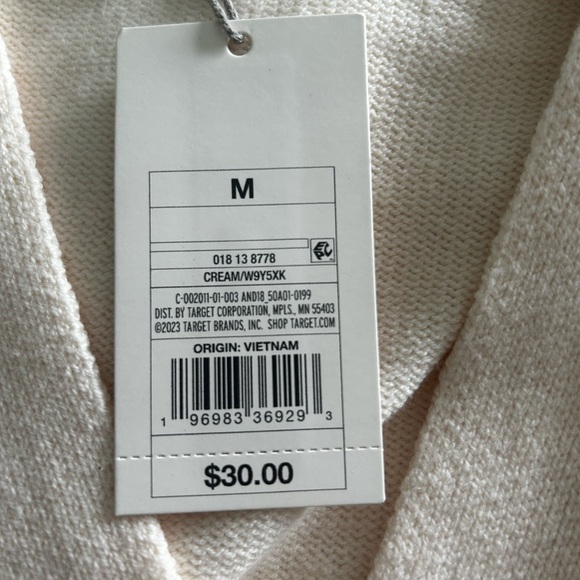 Target Cream V-Neck Button Cardigan with Patch Pockets - Picture 3 of 5